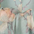 Dekoracja okienna LUNA z etaminy w stylu eko z motywem magnolii, półprzeźroczysta - 140 x 250 cm - miętowy 7