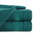 Ręcznik z żakardową bordiurą w geometrycznym stylu - 70 x 140 cm - turkusowy 1