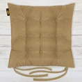 ADORE dwustronna welurowa poduszka siedziskowa na krzesło z dziewięcioma pikowaniami, gramatura 195 g/m2 - 40 x 40 x 6 cm - jasnobrązowy 1