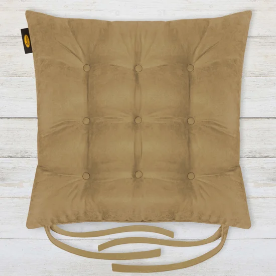 ADORE dwustronna welurowa poduszka siedziskowa na krzesło z dziewięcioma pikowaniami, gramatura 195 g/m2 - 40 x 40 x 6 cm - jasnobrązowy