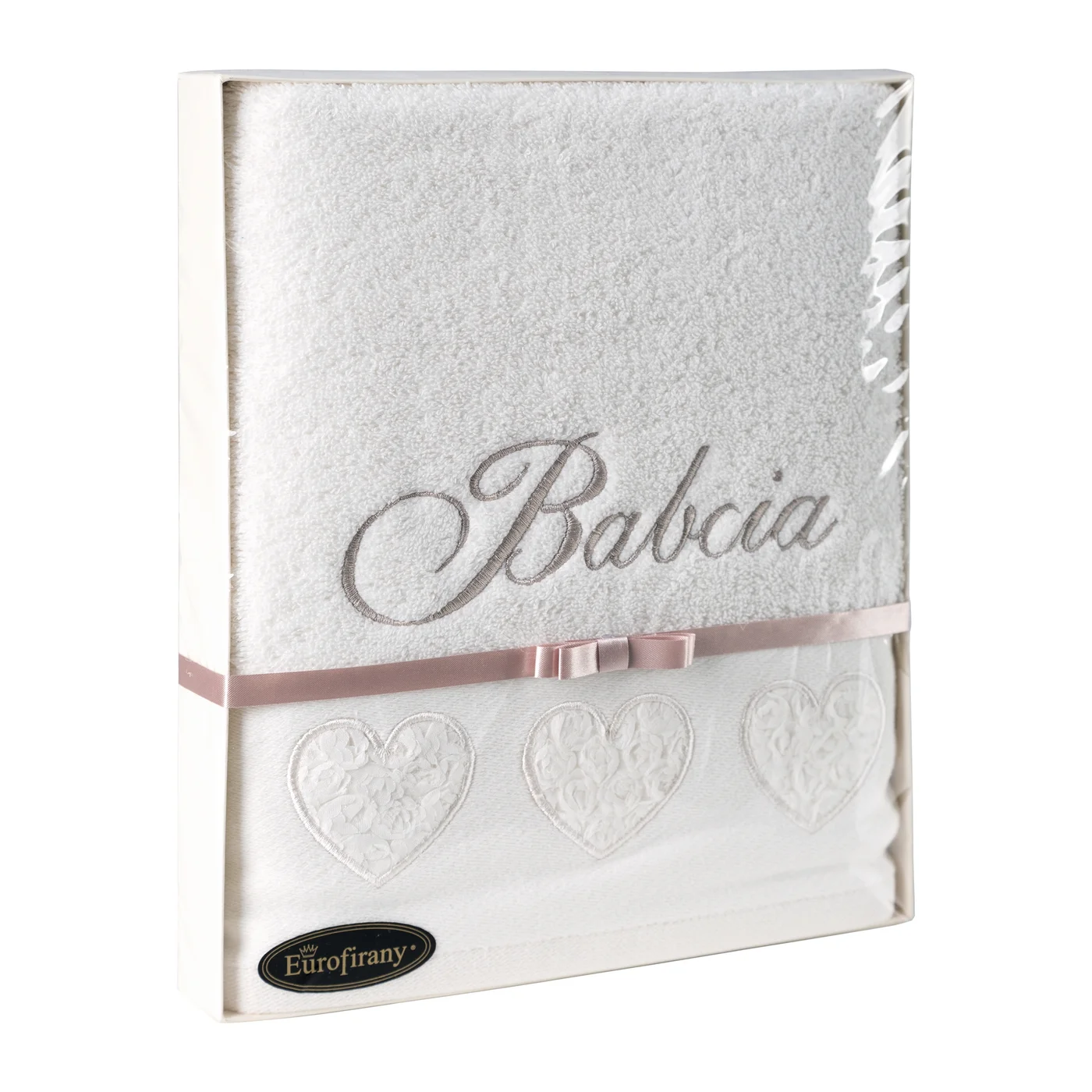 Zestaw prezentowy -  ręcznik z haftem BABCIA