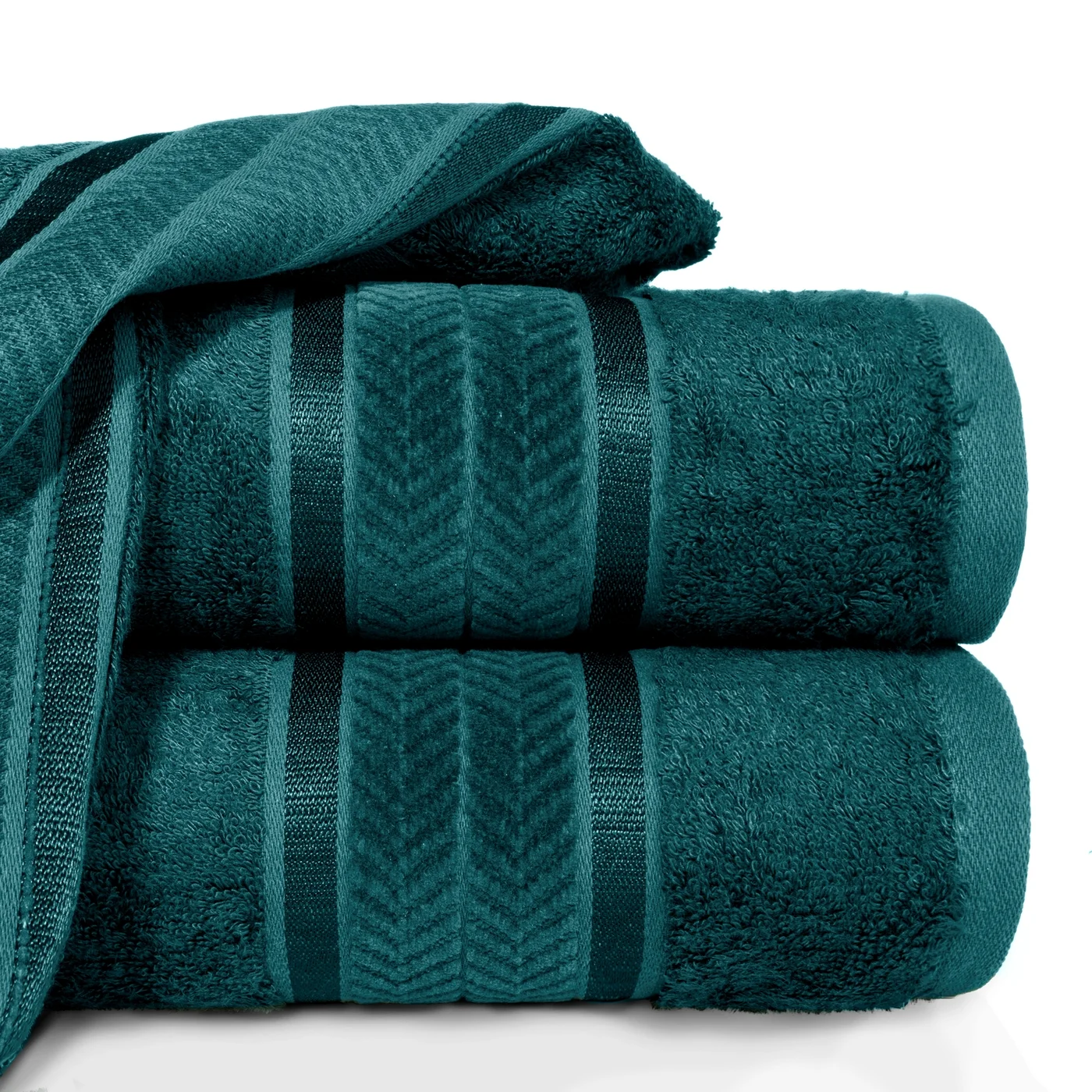 EUROFIRANY PREMIUM Ręcznik MIRO w kolorze turkusowym, z włókien bambusowych z żakardową bordiurą zdobioną lśniącymi paskami