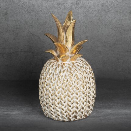 Figurka dekoracyjna MOLI zdobiona wzorem plecionego sweterka 12 x 12 x 21 cm złoty,biały