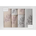 Komplet ręczników z haftowanymi gałązkami w kartonowym opakowaniu - 53 x 37 x 11 cm - srebrny 1
