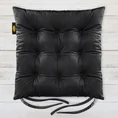 Dwustronna welwetowa poduszka siedziskowa na krzesło z dziewięcioma pikowaniami - 40 x 40 x 6 cm - czarny 1