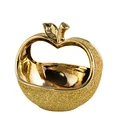 Figurka-koszyczek  jabłuszko ceramiczne dekorowane brokatem w stylu glamour, kolor złoty - 27 x 23 x 27 cm - złoty 1