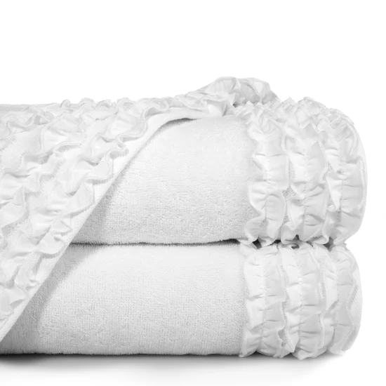 Ręcznik zdobiony falbankami - 70 x 140 cm - kremowy