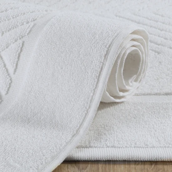 REINA LINE Dywanik łazienkowy z bawełny frotte zdobiony wzorem w zygzaki - 50 x 70 cm - biały