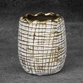 Wazon ceramiczny SELMA z wytłaczanym wzorem biało-złoty - ∅ 9 x 10 cm - biały 1
