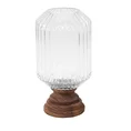 Świecznik dekoracyjny GRACE ze szkła i drewna - ∅ 17 x 34 cm - biały 1