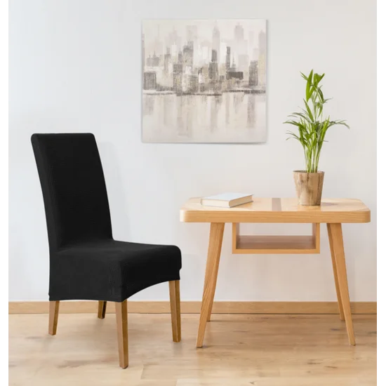 DESIGN 91 Pokrowiec na krzesło wodoodporny o strukturze kratki - 35 x 30 x 55 cm - czarny
