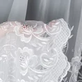 Tkanina firanowa delikatny matowy woal zdobiony dwoma pasami kwiatowego haftu z ażurem - 290 cm - biały 2