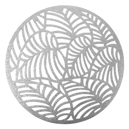 Podkładka  okrągła z ażurowym wzorem liści srebrna - ∅ 38 cm - srebrny