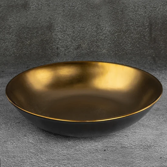 Misa ceramiczna EBRU czarno-złota - ∅ 35 x 8 cm - czarny
