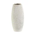 Wazon ceramiczny VERDA  z drobnym wytłaczanym wzorem - ∅ 11 x 25 cm - biały 2