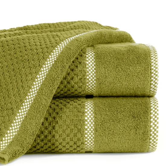 EUROFIRANY PREMIUM Ręcznik CALEB z bawełny frotte o strukturze drobnej krateczki - 50 x 90 cm - oliwkowy