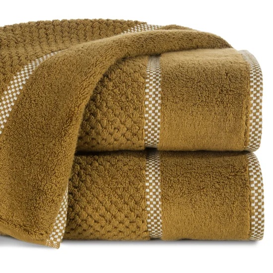 EUROFIRANY PREMIUM Ręcznik CALEB z bawełny frotte o strukturze drobnej krateczki - 70 x 140 cm - pomarańczowy