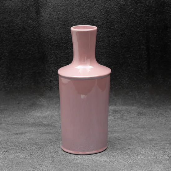 Wazon ceramiczny SIMONA z perłowym połyskiem - ∅ 12 x 27 cm - różowy