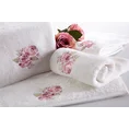 Ręcznik GARDEN z owalną aplikacją z z kwiatami - 70 x 140 cm - biały 2