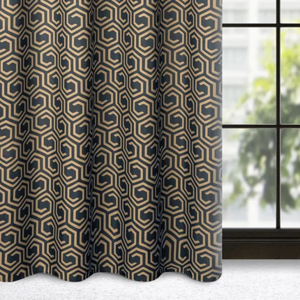 DESIGN 91 Zasłona JULIET z tkaniny typu oxford z motywem geometrycznym DESIGN 91 Zasłona JULIET z tkaniny typu oxford z motywem geometrycznym - 140 x 250 cm