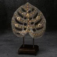Liść monstery figurka ceramiczna srebrno-złota - 19 x 7 x 27 cm - srebrny 1