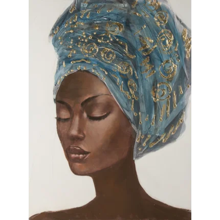 Obraz BEAUTY 2 ręcznie malowany na płótnie portret kobiety w turbanie Obraz BEAUTY 2 ręcznie malowany na płótnie portret kobiety w turbanie - 60 x 80 cm