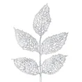 Zimowa gałązka z ażurowymi listkami obsypana srebrnym brokatem - 25 cm - srebrny 2