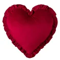 Poduszka z wypełnieniem w kształcie serca z miękkiego welwetu z falbanami - 45 x 45 cm - czerwony 1