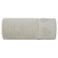 Ręcznik KAMILA bawełniany z ozdobną  bordiurą w formie serc wypełnionych różyczkami - 50 x 90 cm - szary 3
