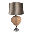 Lampa PATI w stylu boho z plecioną podstawą i welwetowym abażurem - 38 x 43 x 78 cm - ciemnobeżowy 1