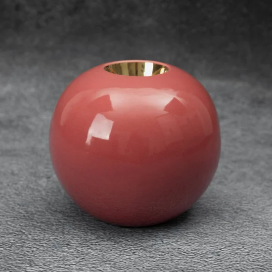 Świecznik ceramiczny SIBEL gładki i nowoczesny design - ∅ 12 x 11 cm - ciemnoróżowy