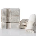 Ręcznik bawełniany z ozdobną bordiurą w paski - 50 x 90 cm - beżowy 4