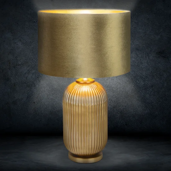 Lampa dekoracyjna KALA z welwetowym abażurem - ∅ 41 x 65 cm - kremowy