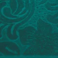Welurowy ręcznik zdobiony na całej powierzchni żakardowym kwiatowo-ornamentowym wzorem - 70 x 140 cm - turkusowy 2