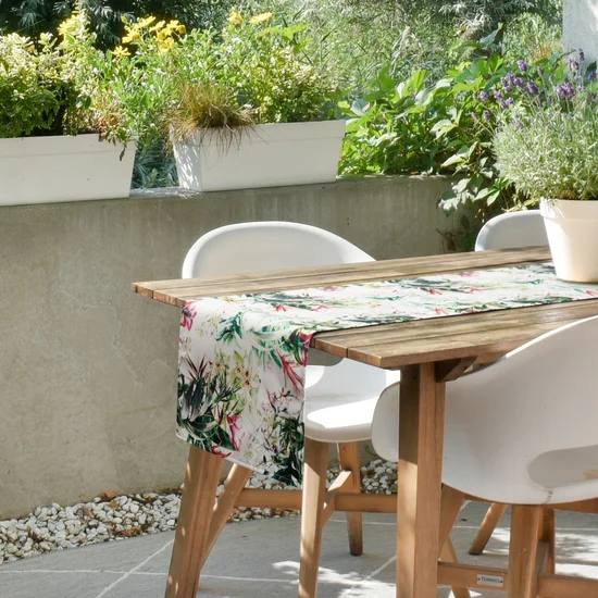 Bieżnik GARDEN na taras oraz balkon z wodoodpornej tkaniny - 40 x 140 cm - biały