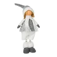 Figurka świąteczna DOLL lalka w zimowym stroju z miękkich tkanin - 18 x 12 x 65 cm - biały 1