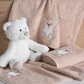 Ręcznik z bawełny BABY dla dzieci z bordiurą zdobioną haftem z misiem - 50 x 90 cm - beżowy 7