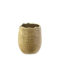 Wazon ceramiczny SELMA z wytłaczanym wzorem brązowo-złoty - ∅ 13 x 15 cm - brązowy 2
