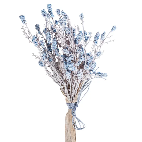 TRAWA OZDOBNA bukiet mały, kwiat sztuczny dekoracyjny - dł. 34 cm dł. z kwiatami 20 cm - jasnoniebieski