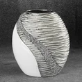 Wazon ceramiczny ADONA zdobiony wytłaczanym wzorem oraz lśniącymi kryształkami - 18 x 10 x 20 cm - biały 1