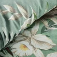 REINA LINE Komplet pościeli z makosatyny bawełnianej z motywem egzotycznych liści i kwiatów - 220 x 200 cm, 2 szt. 70 x 80 cm - miętowy/beżowy 4