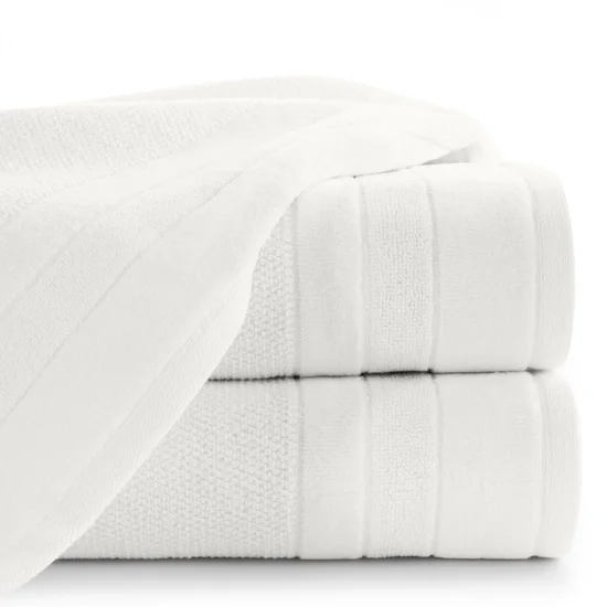 Ręcznik z drobną fakturą i miękką welwetową bordiurą - 30 x 50 cm - biały