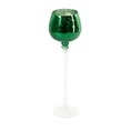 Świecznik szklany VERRE na wysmukłej nóżce z zielonym kielichem - ∅ 9 x 30 cm - biały 1