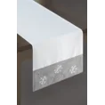 Bieżnik ELIE z kryzą i aplikacją ze śnieżynkami - 33 x 180 cm - kremowy/srebrny 1