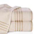 Ręcznik bawełniany z ozdobną bordiurą w paski - 50 x 90 cm - beżowy 1