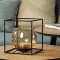 Świecznik dekoracyjny  szklana kula w metalowej ramie - 13.5 x 13.5 x 13.5 cm - czarny 4