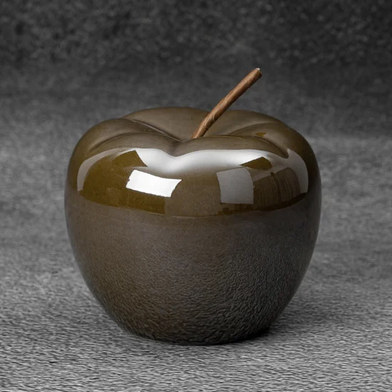 Jabłko - figurka ceramiczna SIMONA z perłowym połyskiem - 11 x 11 x 13 cm - oliwkowy