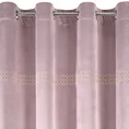 DIVA LINE Zasłona z welwetu zdobiona pasem geometrycznego wzoru z drobnych jasnozłotych dżetów -  - różowy 4
