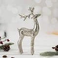 Figurka świąteczna RENIFER z metalu i dużymi rogami - 14 x 5 x 31 cm - srebrny 1