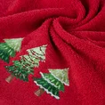Ręcznik świąteczny SANTA 17 bawełniany  z haftem z choinkami - 70 x 140 cm - czerwony 5